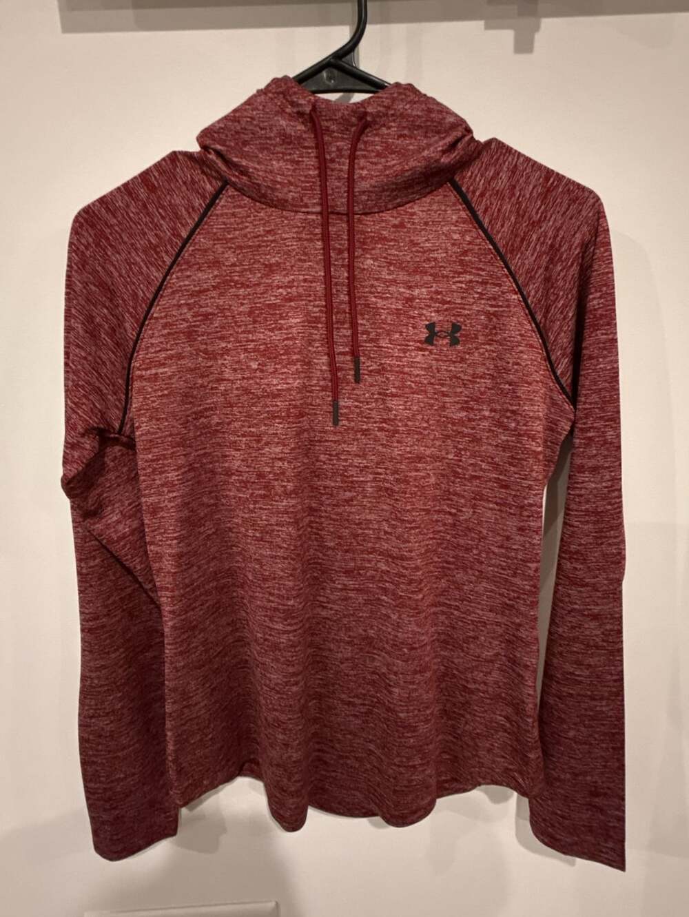 Under Armour Women's Red Heather Wordmark Sleeve Hoodie Sweatshirt Size XS
